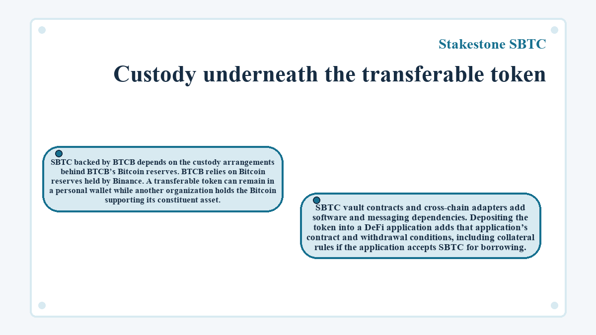 Stakestone SBTC: Custody underneath the transferable token - diagram